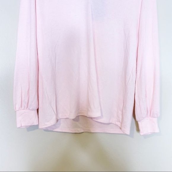 NWT Gibsonlook Lotus Pink Fleece Long Blouson Sleeve V Neck Top Medium - Picture 6 of 11